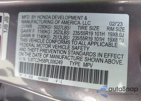 2023 Acura Rdx Technology Package z USA, uszkodzony, nr VIN 5J8TC2H58PL006249